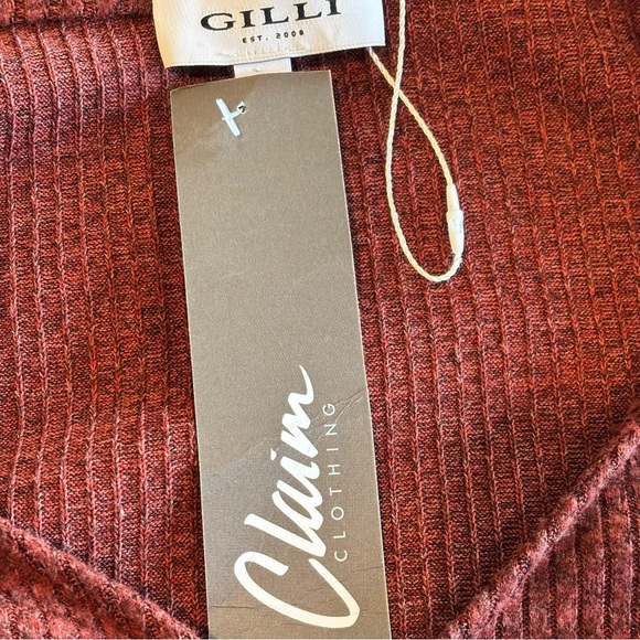 GILLI Women’s Collared Long Sleeve Brown Top with Gathered Front Detail Small - Picture 9 of 9